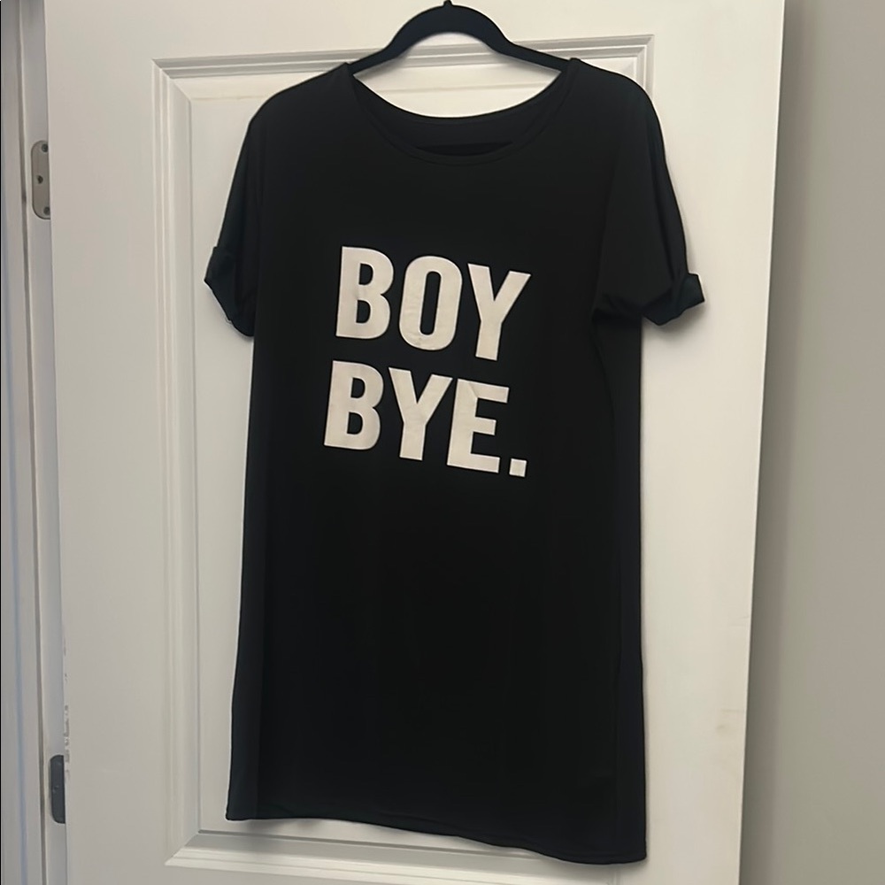 Black Dress with White Text